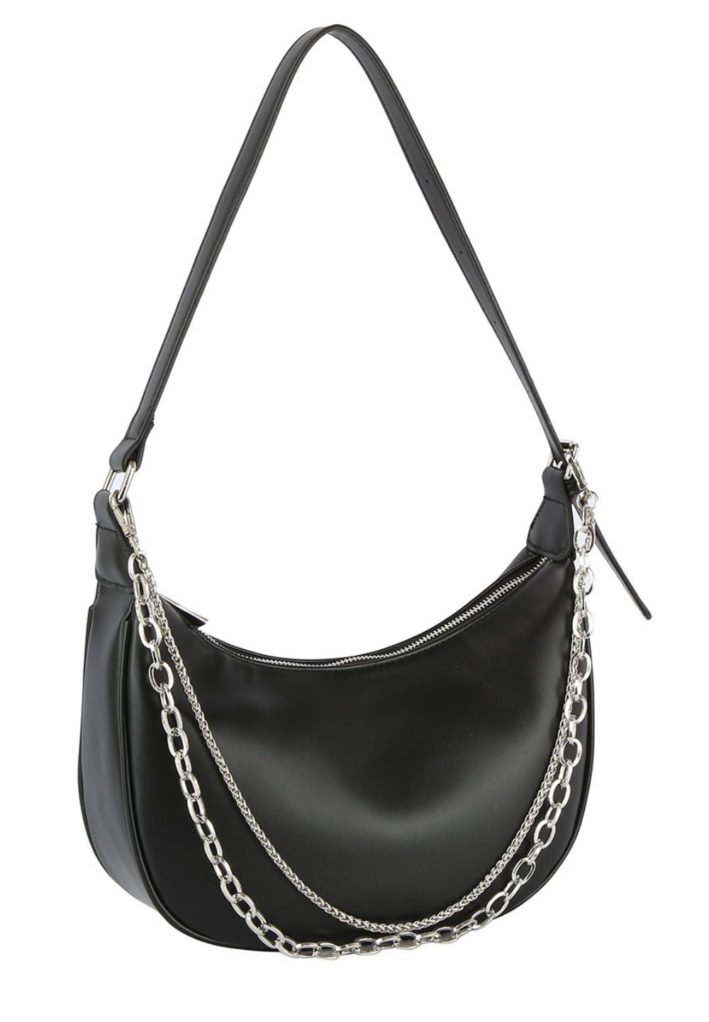 Black Chain Link Hobo Shoulder Handbag