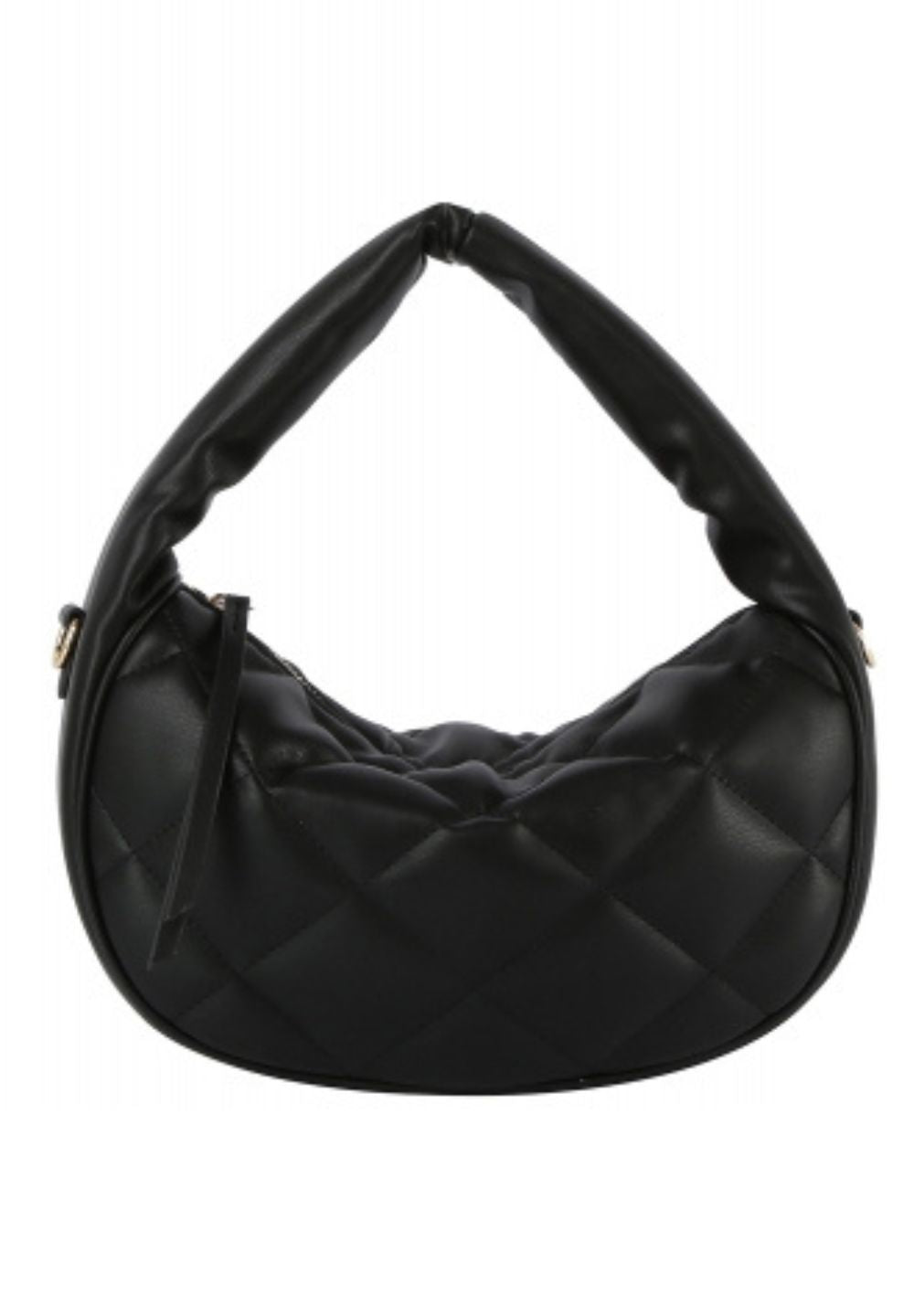 Black Quilted Puffy Hobo Shoulder Handbag