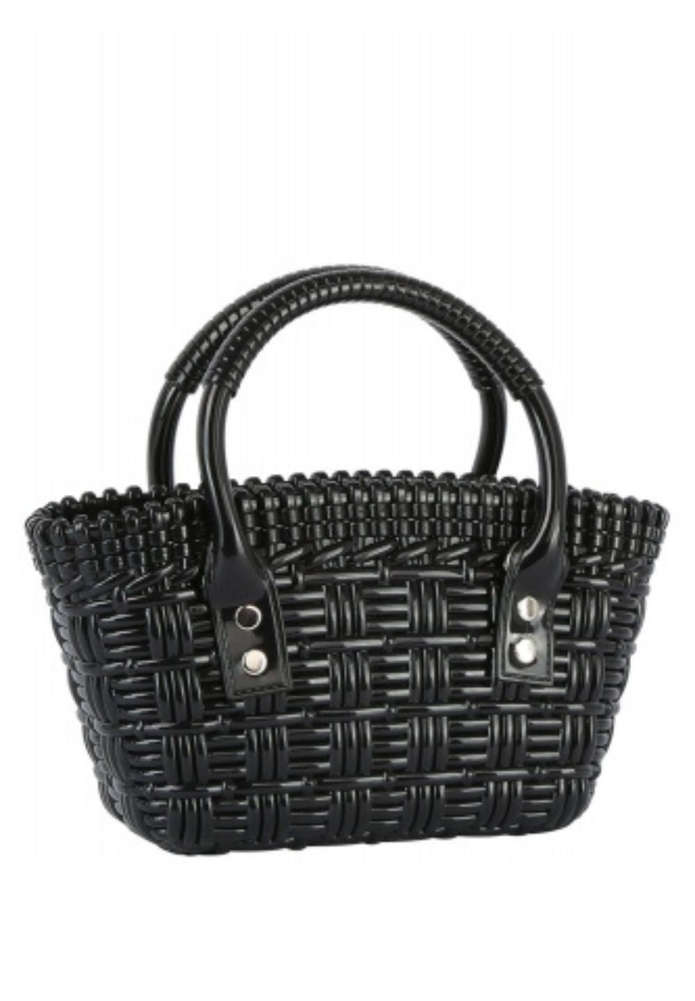 Black Woven Pattern Jelly Tote Handbag