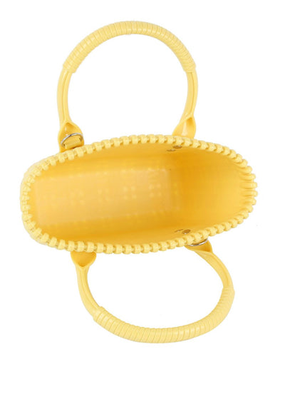 Yellow Woven Pattern Jelly Tote Handbag