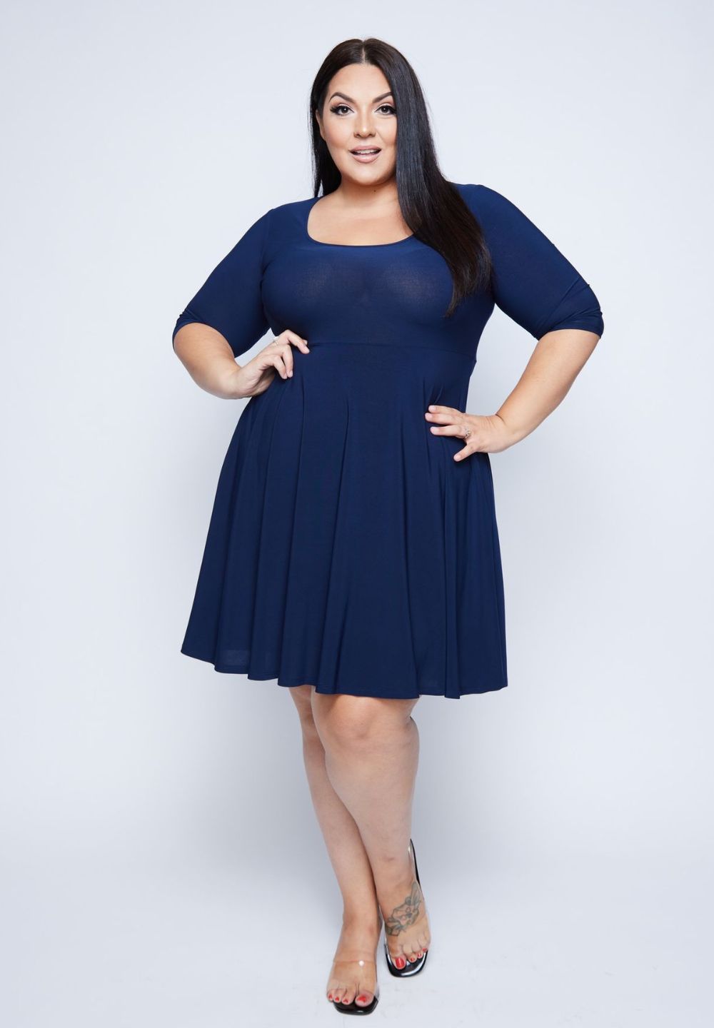 navy blue skater dress plus size Women's Plus Size Tops | Mary Skater Dress