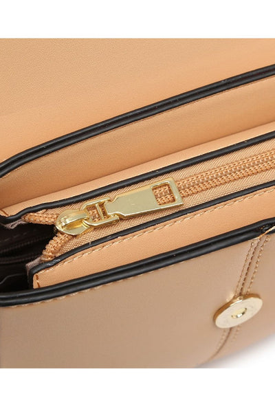 Beige Smooth Fashion Flap Crossbody Handbag