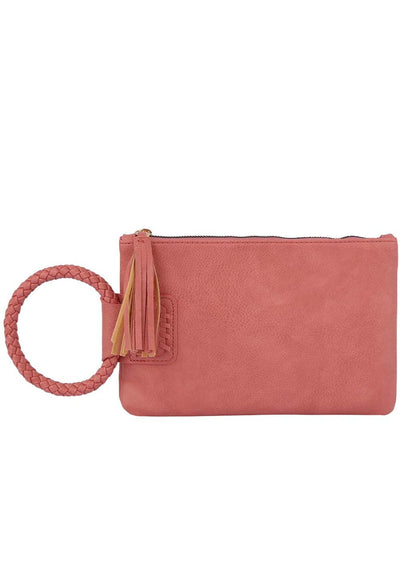 Mauve Fashion Tassel Cuff Handle Clutch Handbag
