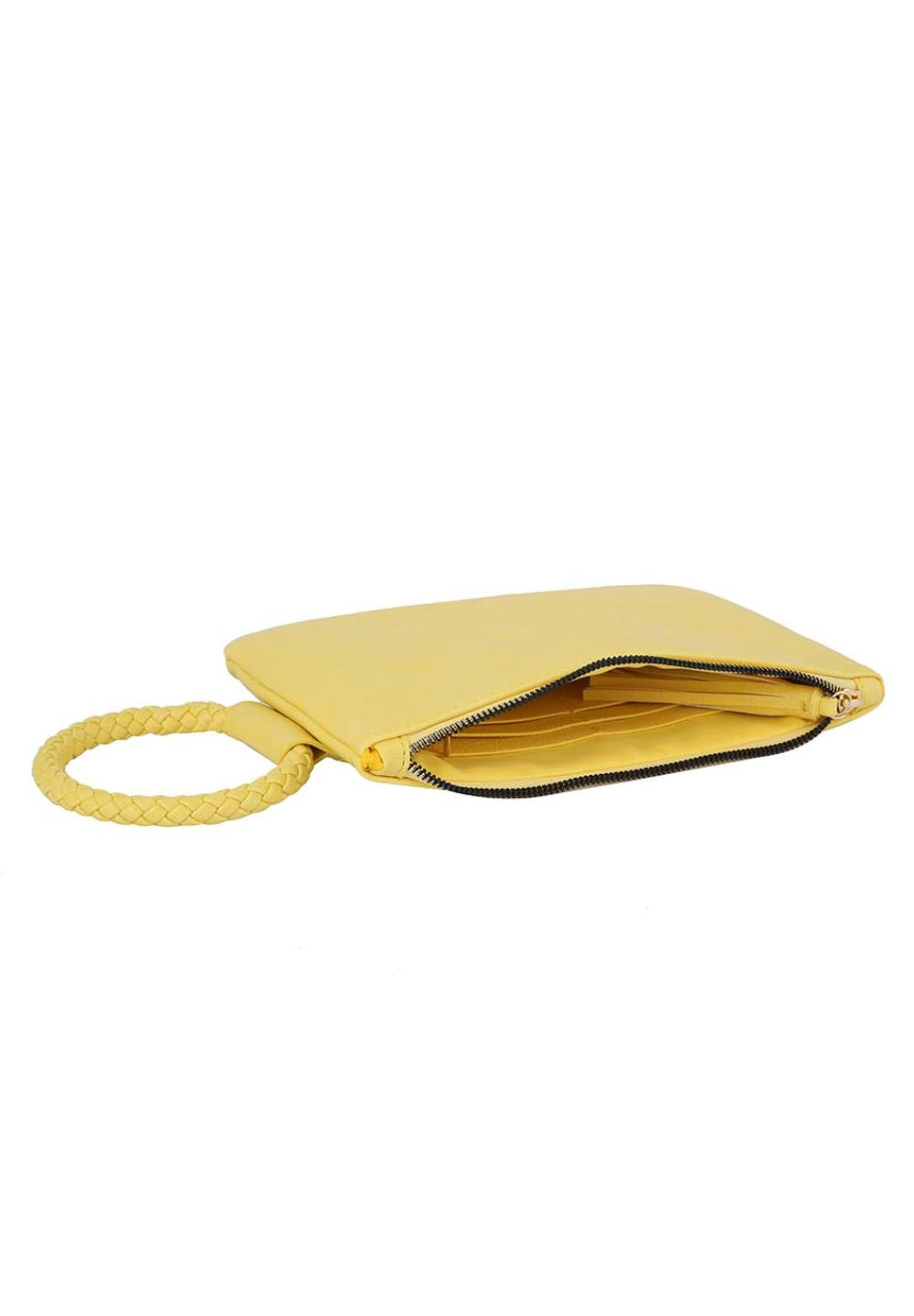 Yellow Fashion Tassel Cuff Handle Clutch Handbag