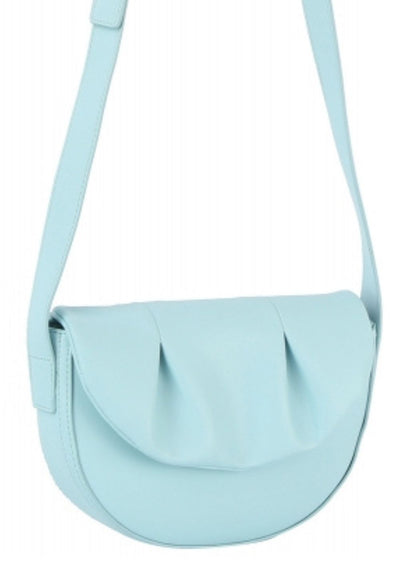 Blue Pleated Flap Crossbody Handbag
