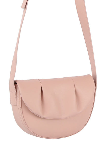 Blush Pleated Flap Crossbody Handbag