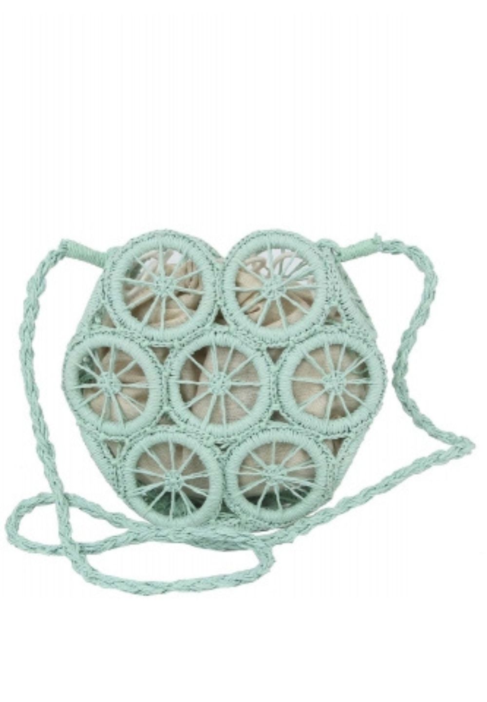 Mint Straw Crochet Crossbody Handbag