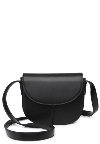 Black Smooth Fashion Flap Crossbody Handbag