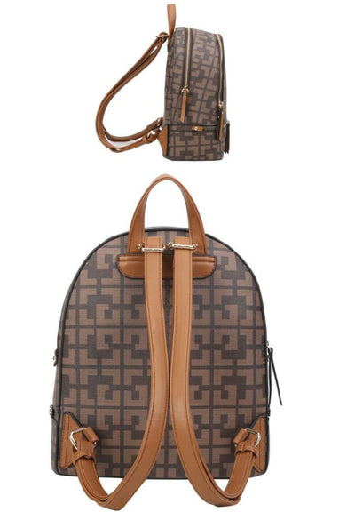 2 in 1 Patterned Backpack Brown