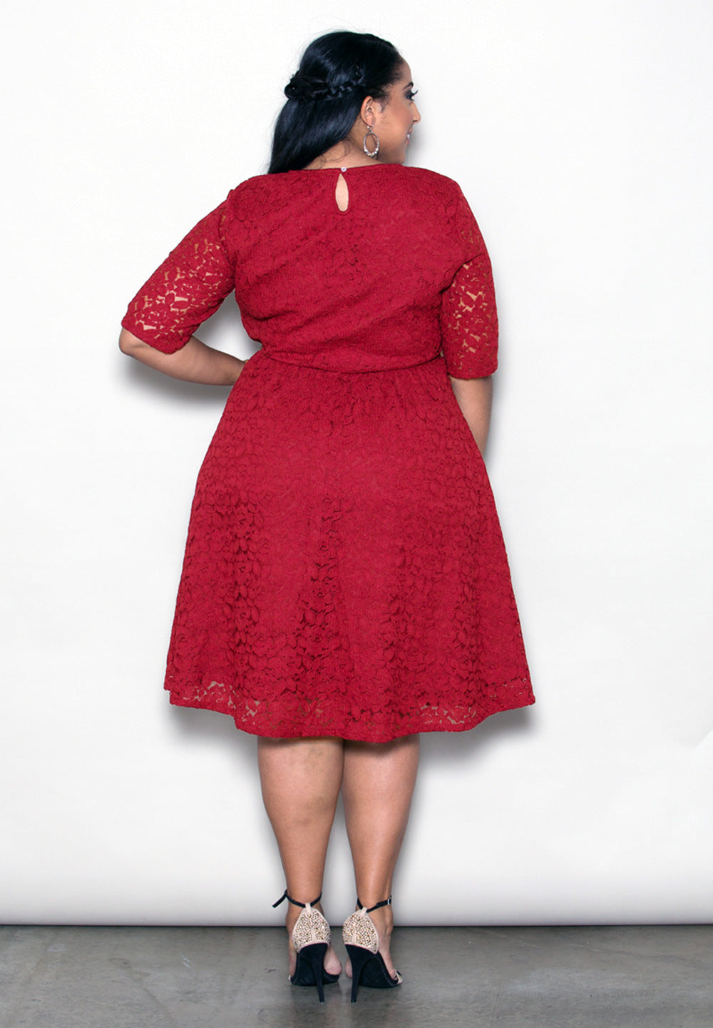 Lovely Plus Size Dress | Harlow Lace Dress in Garnet Red  SWAK Designs