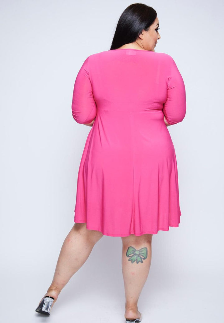 Hot Pink Plus Size Dress | Pink Plus Size Outfits | Pink Plus Size Summer  Dresses  SWAK Designs