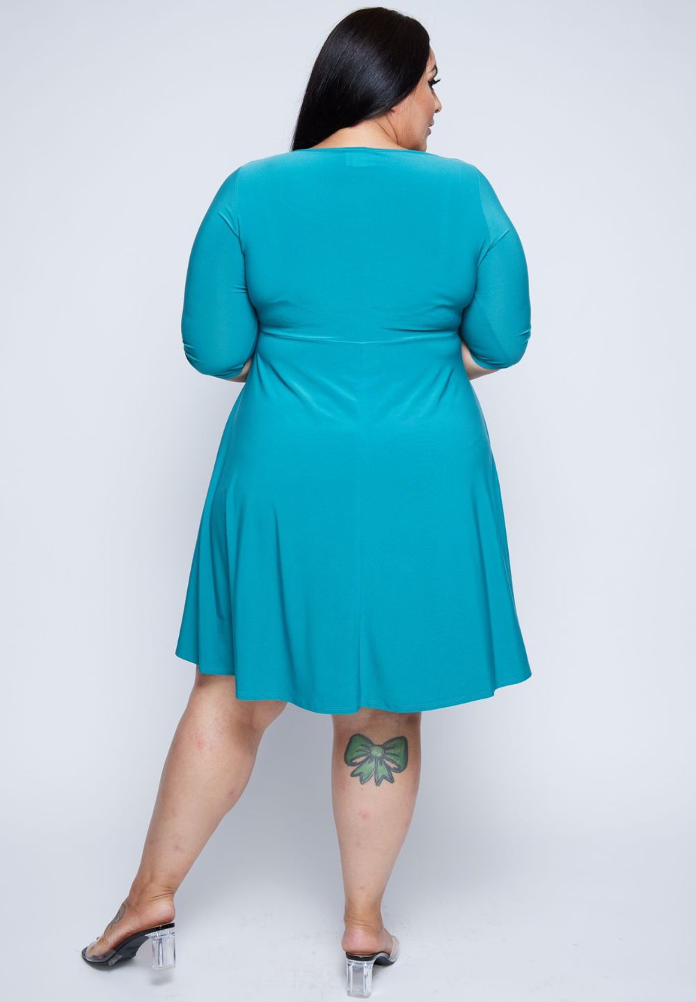 skater dress curvy boohoo Women's Plus Cotton Shirred Skater Dress in Black