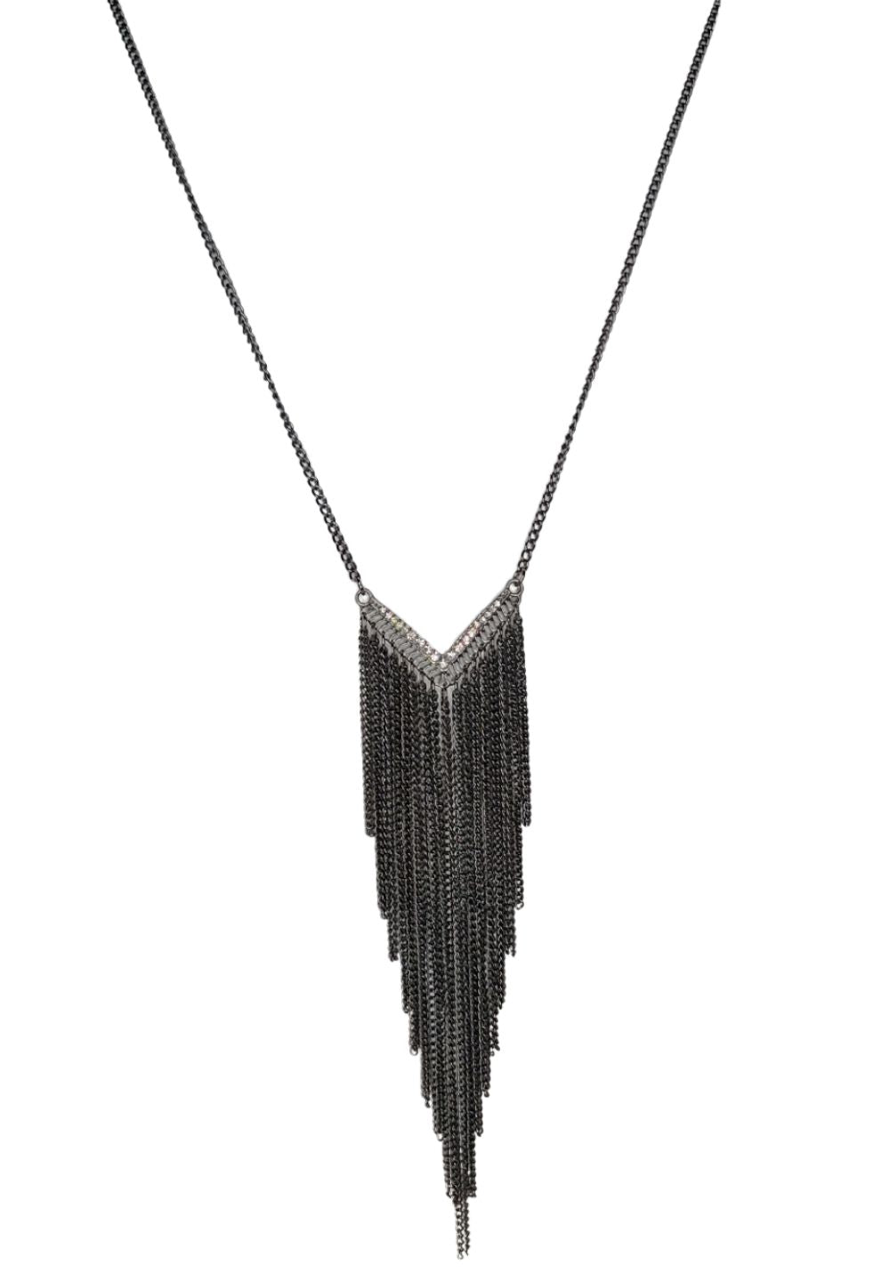 Necklace Fringe Metal with Rhinestone Detail 1