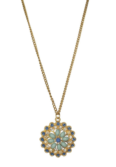 Necklace Gold Blue Flower 8