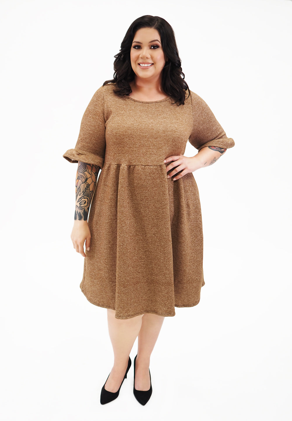 plus size brown skater dress Plus Size Whimsigoth Tarot Card Skater Dress Cream / 2XL